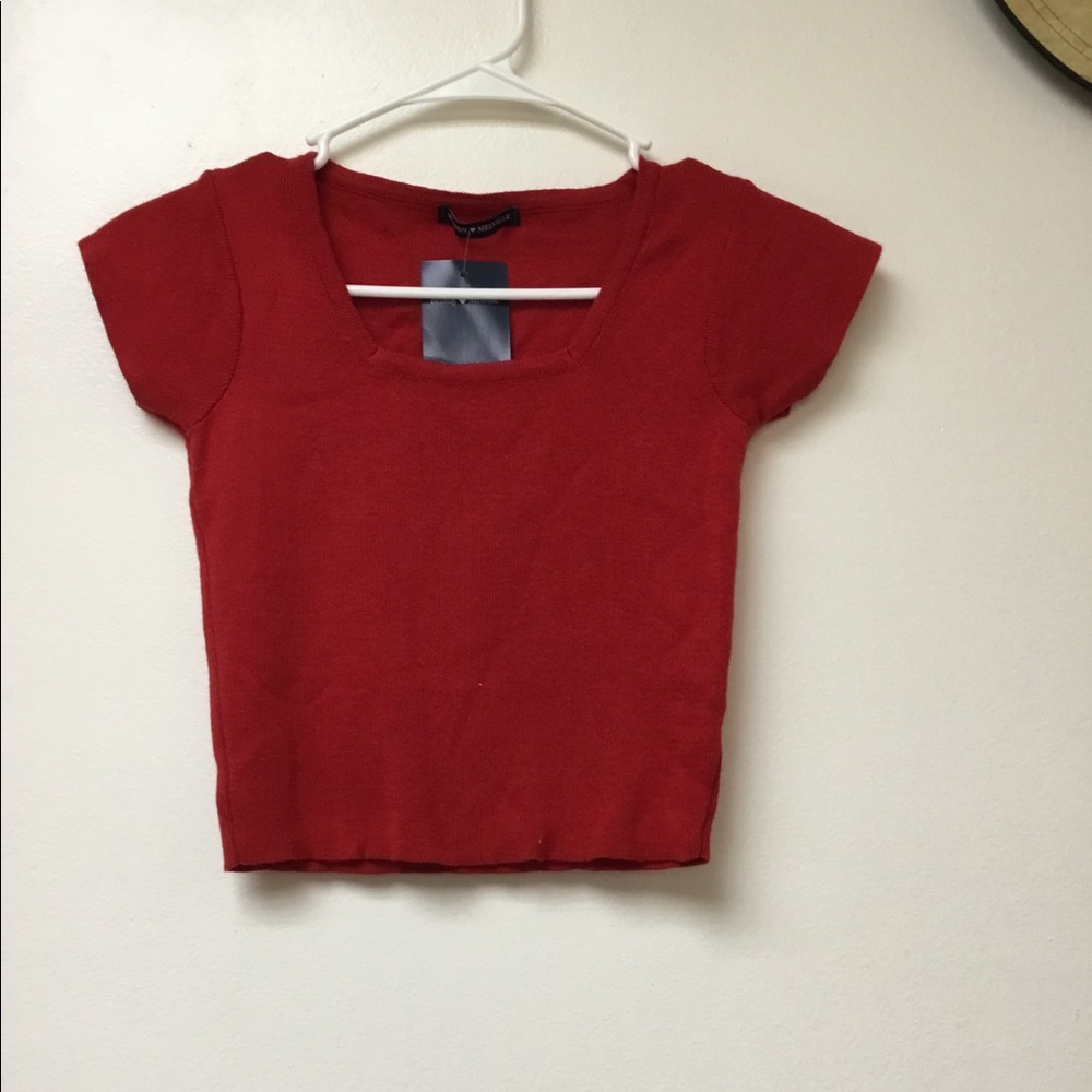 Brandy Melville red knit sweater short sleeve top - Picture 1 of 1